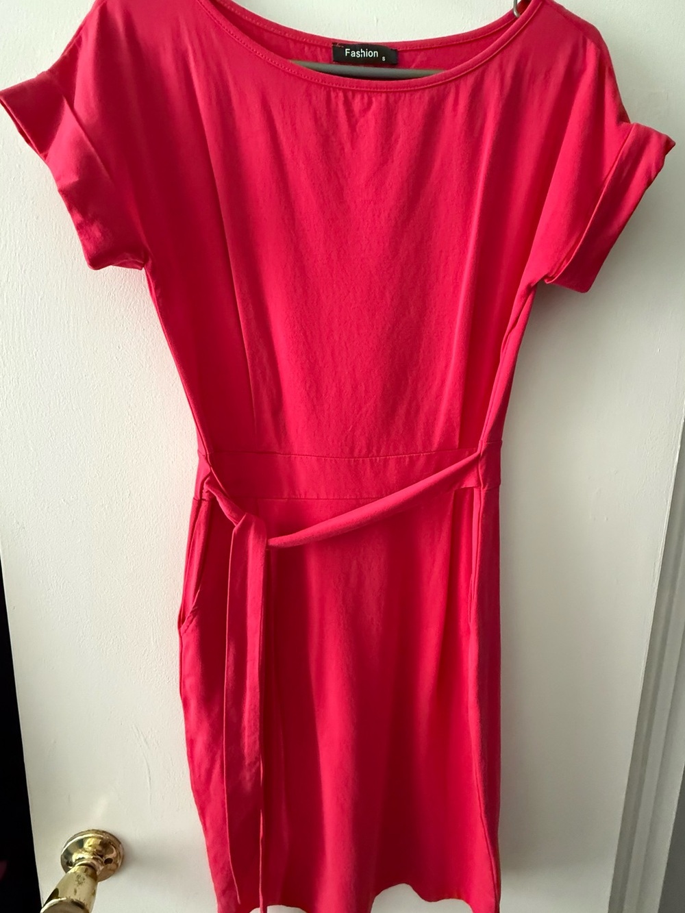 Red Pink Belted Women's Dress